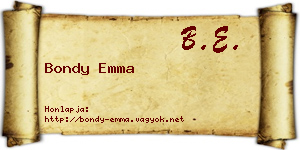 Bondy Emma névjegykártya